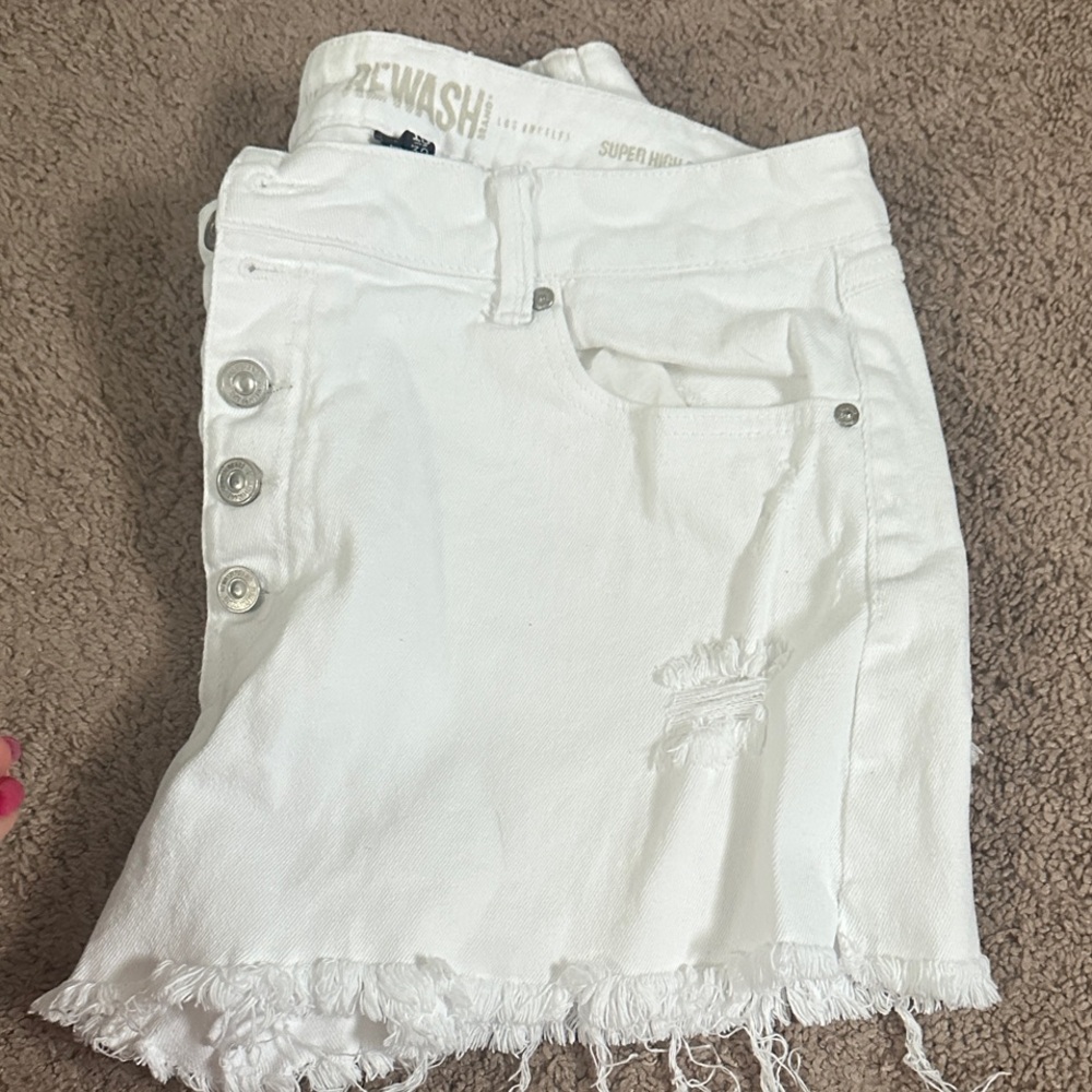 Rewash White Frayed Denim Skirt